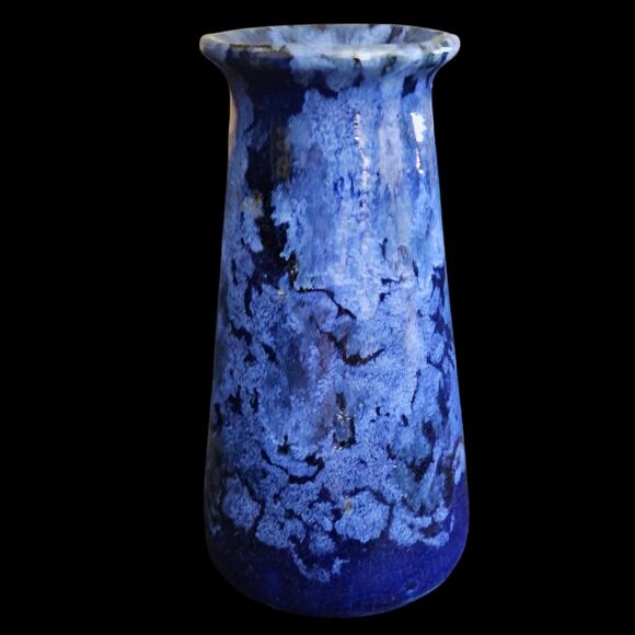 Vintage Brush McCoy Pottery Blue Onyx Drip Glaze 6.25" Vase – Circa 1920s - Picture 1 of 6